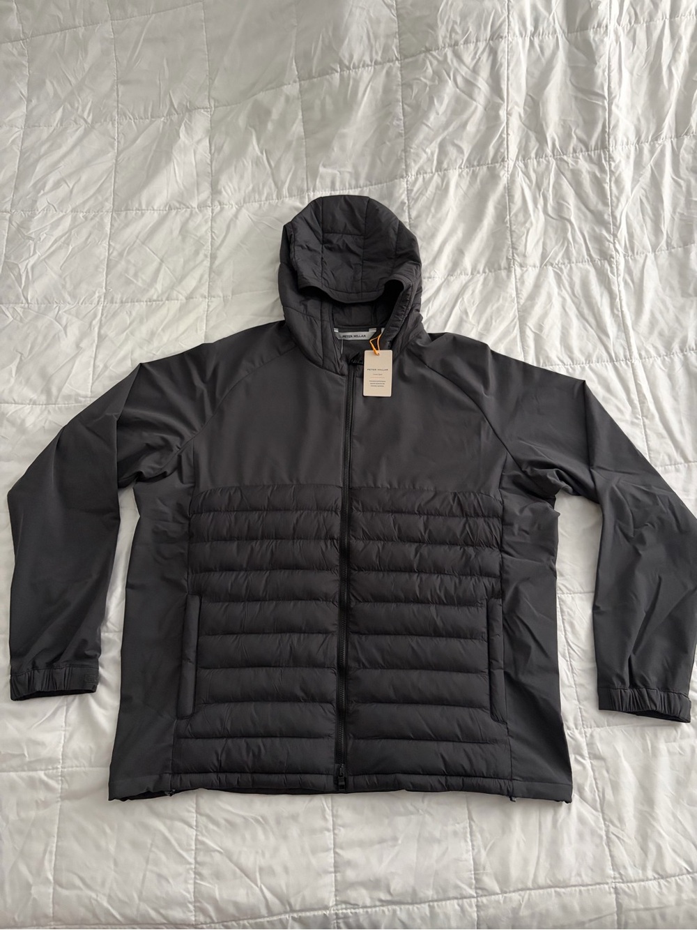 Peter Millar Apex Hybrid Full Zip Hooded Jacket | Black | Mens XL | New w/ Tags